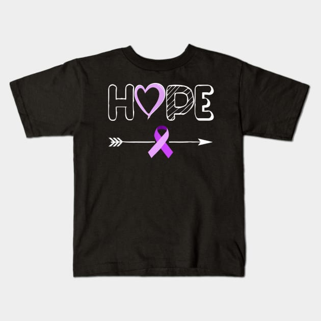 Hope Purple Ribbon Pancreatic cancer Awareness Month Kids T-Shirt by LiFilimon